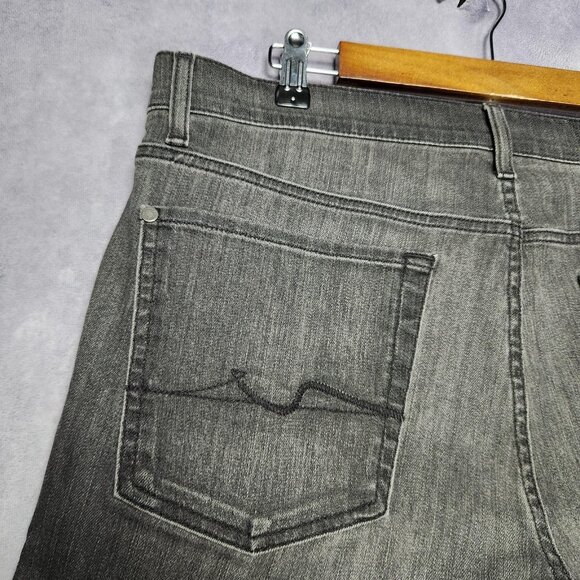 7 For All Mankind Slimmy Jeans Mens 36x34 Slim Fit Stretch Denim Dark Gray Wash - Picture 9 of 14